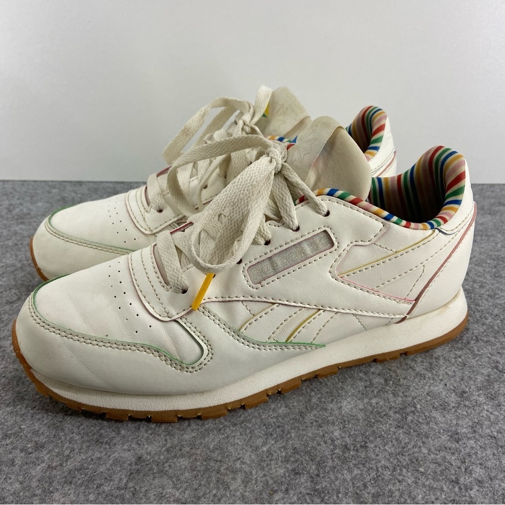 Reebok Classic Faux Leather Chalk Kids Youth Women Shoes Sneakers Size 4